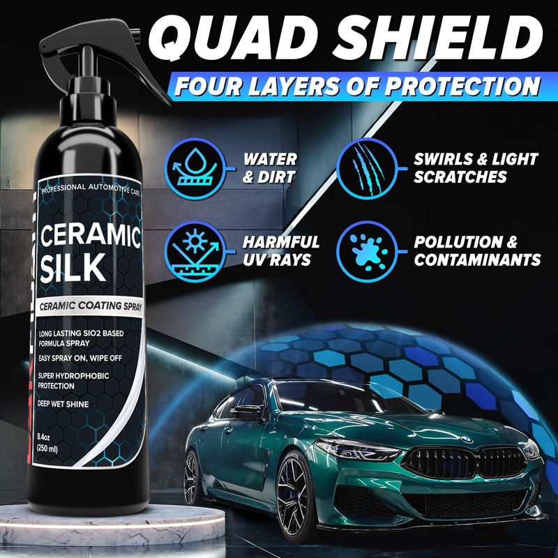 Carfidant Ceramic Silk - Ceramic Coating Spray - High Gloss  Hydrophobic Protection & Chemical Resistance for Cars  RVs & Boats - Long-Lasting Shine & Durability for Exterior Detailing - 16.9 fl. Oz. - Image 2